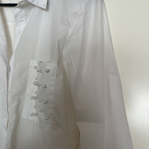 White shirt with pearls, size M