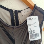 Sleeveless elastic tulle crop top black with zipper, new