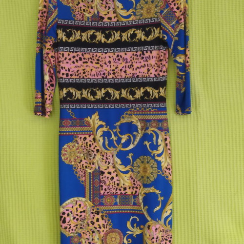 Morgan dress with baroque animal print in blue and pink, like new