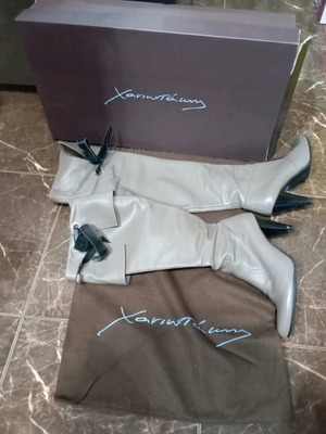 Chaniotakis women's leather boots high grey like new, size 38