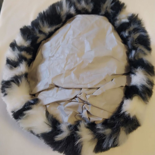 French fur hat black and white like new, size 56