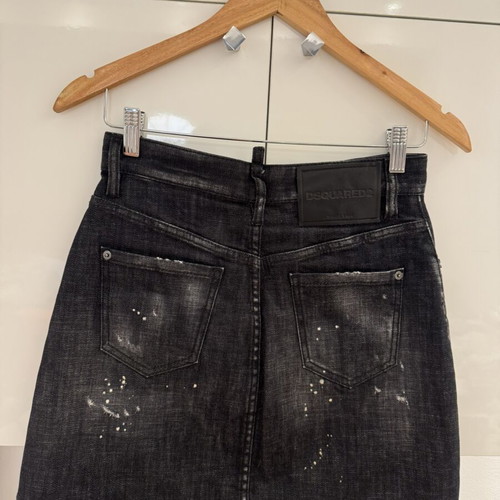 Dsquared2 Dalma Distressed Denim Mini Skirt new, size 40, black and grey