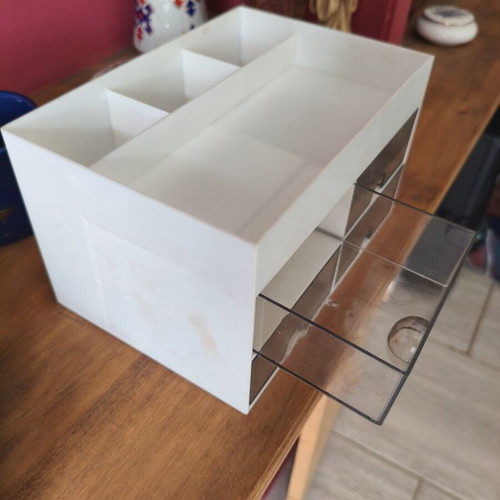 Minimal organizer with drawers and compartments like new, white
