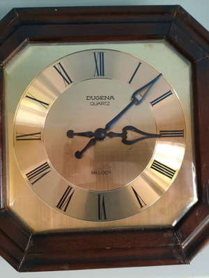 Ρολόι τοίχου Dugena melody Quartz χρυσό οκτάγωνο με ρωμαϊκούς αριθμούς σαν καινούργιο