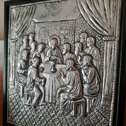 Vintage silver icon Last Supper like new