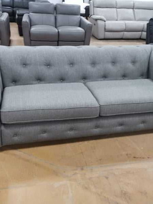 Καναπές τριθέσιος Chesterfield γκρι ύφασμα καινούργιος