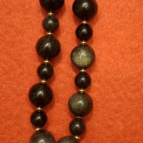 Memento Mori Necklace with Silver Obsidian and Cross with Skulls like new