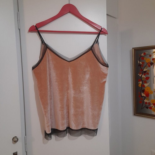 Velvet lingerie top with black transparency, like new, pink
