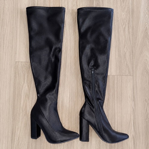 Over the knee boots Zara satin black size 36 like new