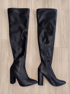 Over the knee boots Zara satin black size 36 like new