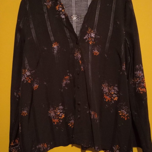 Oysho Oversized Floral Blouse 100% Viscose New, Dark Purple