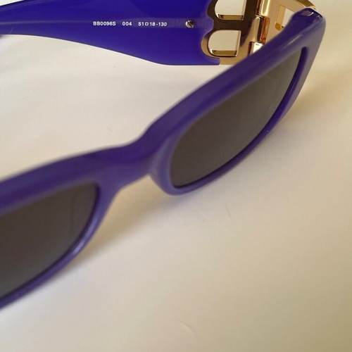 Balenciaga sunglasses purple like new with gold BB logo and silver case