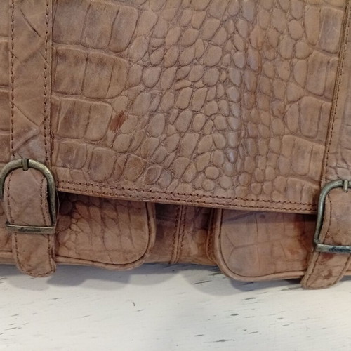 Vintage travel bag used, large capacity, brown
