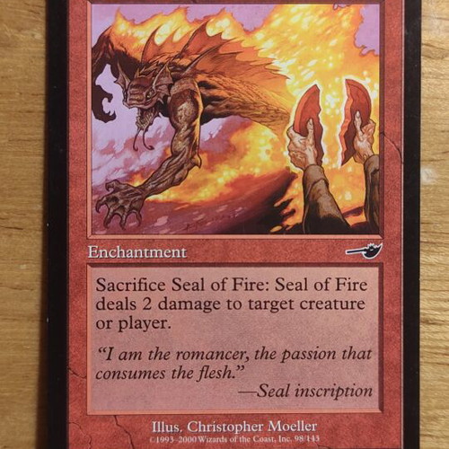 Seal of Fire Magic the Gathering card like new, Nemesis