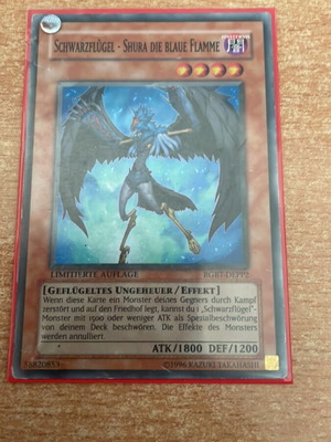 Yu-Gi-Oh! Blackwing Shura The Blue Flame card, German version, like new