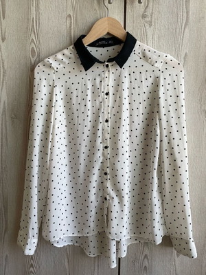 Bershka Polka Dot Shirt S White Black Like New