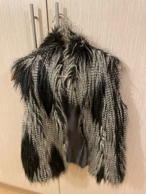 Sleeveless eco fur vest like new, size small/medium, black and grey