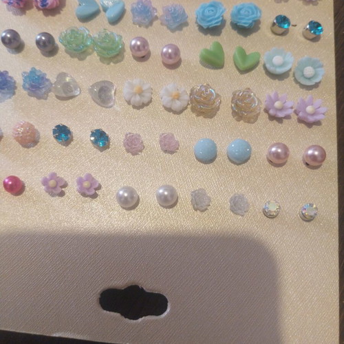 Children's earrings new, pack of 30, steel and plastic