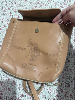 Σακίδιο Polo μεταχειρισμένο, μπεζ, πλάτης U.S. Polo Assn.