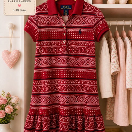 Polo Ralph Lauren kids dress like new, red, size 8–10 years