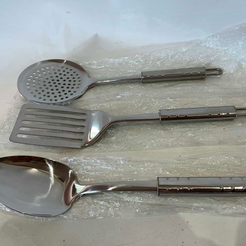 Set of 3 kitchen utensils, German inox 18/10 stainless steel, 31 cm