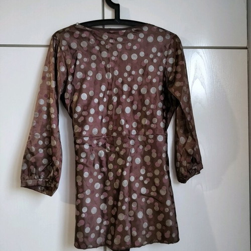 Women's satin blouse like new, brown with belt, size L