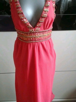 Κοραλί boho chic cocktail φόρεμα καινούριο, μέγεθος UK14 medium