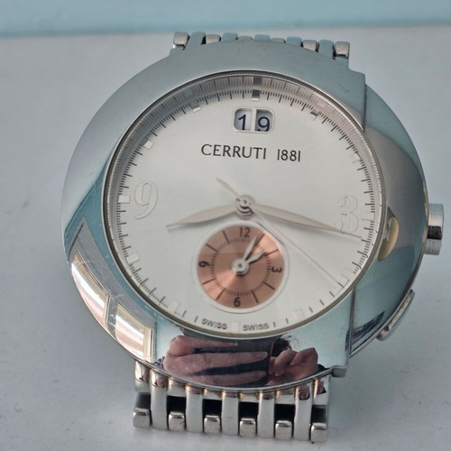 Cerruti 1881 Standard C transatlantic Swiss watch like new, silver