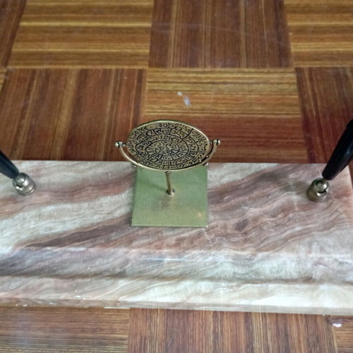 Vintage desk organizer set like new with marble base and Phaistos disc