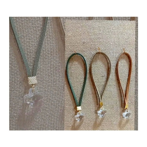 Handmade martyrika with suede cord and transparent crystallized cross, made to order