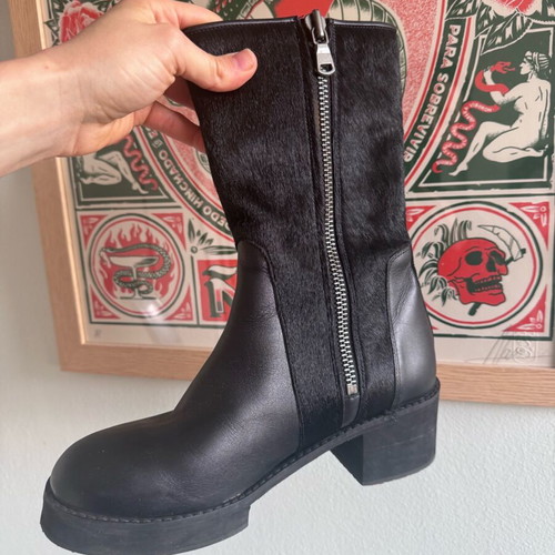 Leather biker boots 39 new black