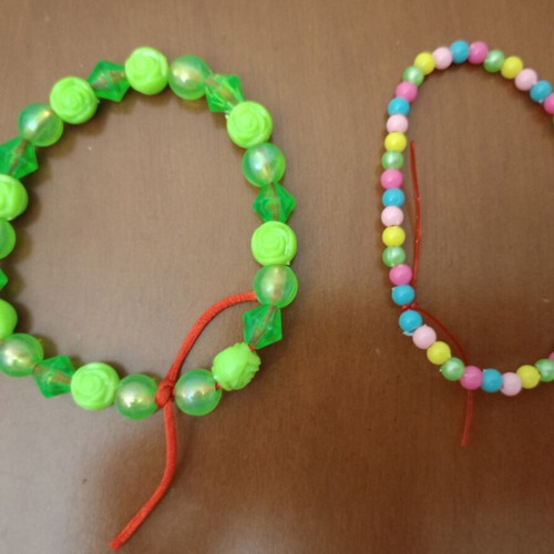 Handmade children's bracelets set of 2, colorful summer beads