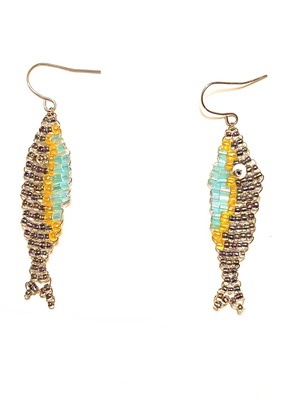Handmade fish earrings light colors new made of beads