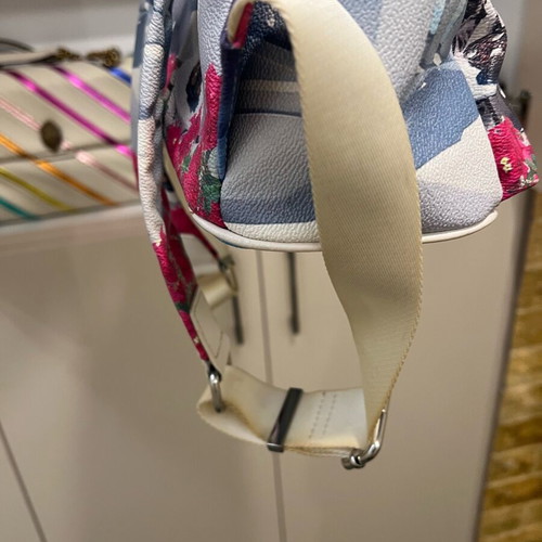 Y Not backpack used with Greek islands theme, multicolor
