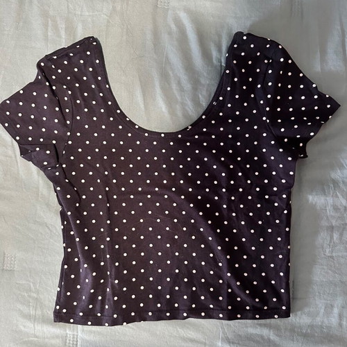 Polka dot crop top, blue and white