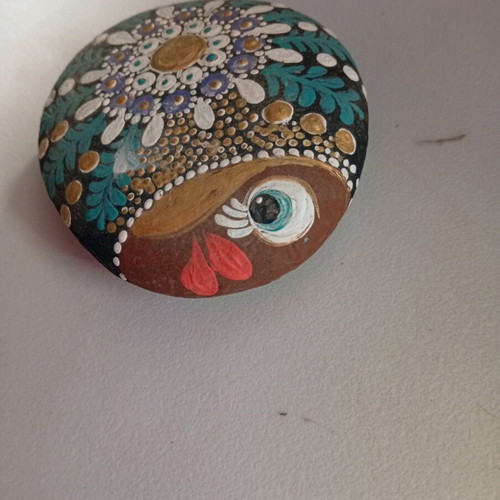 Painted stone new, fish design