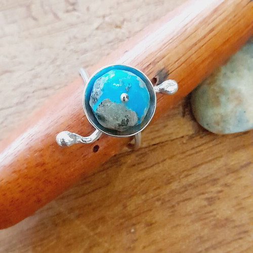 Handmade silver ring 925 with turquoise semi-precious stone new