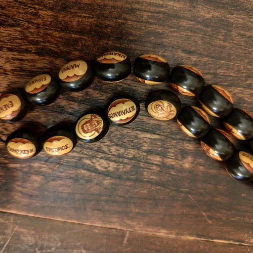 Worry beads with saints like new, ebony and handmade iconography