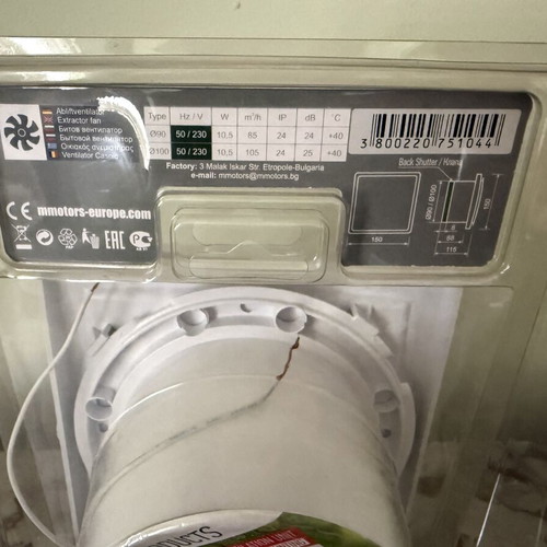 MMotors OK HYBRID Ø100 Bathroom Fan like new