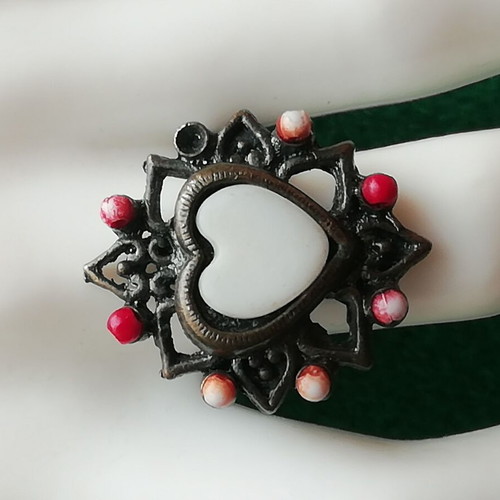Bronze ring vintage white heart DIY open size new
