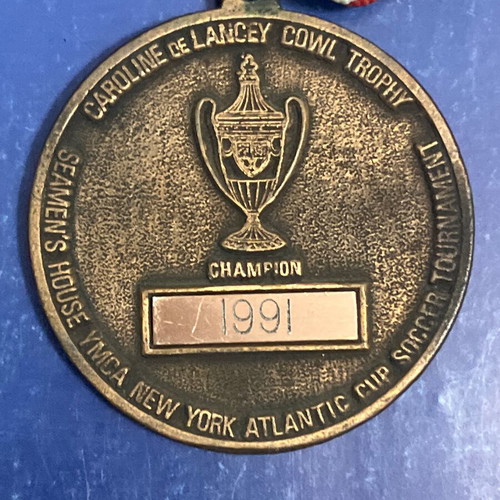 Large YMCA football medal 1991 used