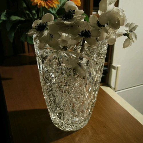 Crystal vase without damage, height 22cm