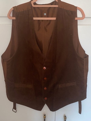 Men's Beige Brown Suede Vest Classic Rock New