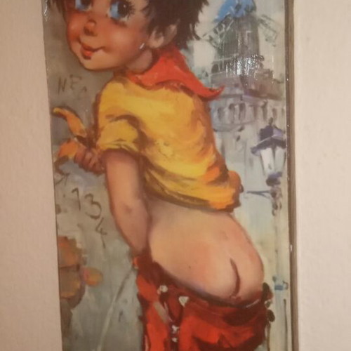Michel Thomas Le Pipi painting like new, Poulbot style