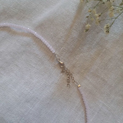 Rose Quartz Necklace Handmade from Scratch, Silver, New