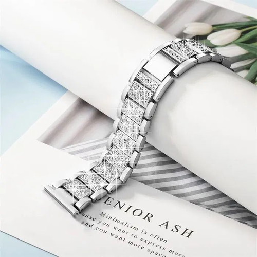Stainless Steel Watch Band with Stones for Huawei and Samsung 18mm