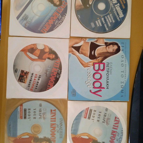 Vintage DVD set of 6 Eleni Petroulaki and Cindy Crawford fitness, massage used