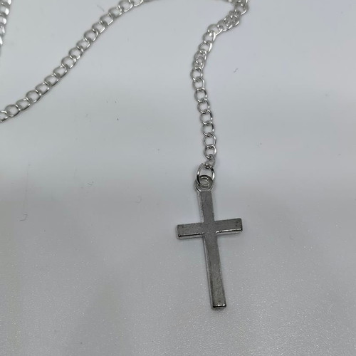 Silver necklace with infinity and cross symbols like new