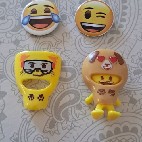 Emoji pins and figure used, set