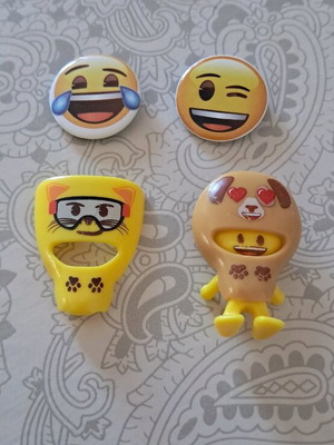 Emoji pins and figure used, set